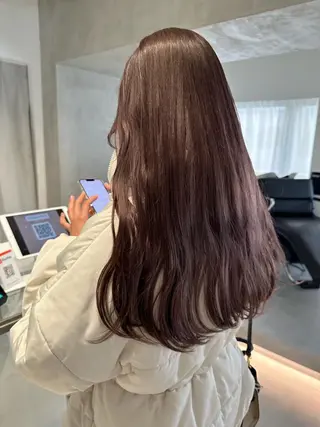 ロング カラー ヘアアレンジ オリーブ透明感カラー 表参道/MIKUのヘアスタイル