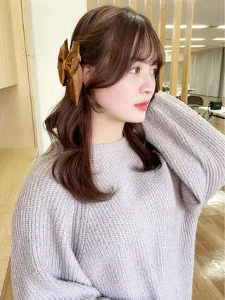 セミロング カラー 新宿/韓国ヘア 中明度カラー/かやのヘアスタイル