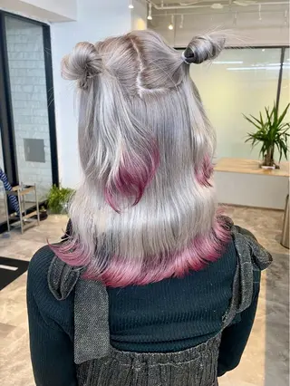 セミロング カラー 水戸/ブリーチカラー ♠️♠️會澤遼真のヘアスタイル