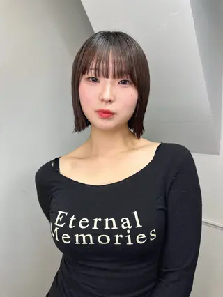 ショート カラー 縮毛矯正×ボブ職人 【圧倒的朝楽ボブ】のヘアスタイル