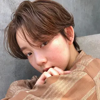 ショート カラー パーマ 【ダメージレス施術】 【透明感】北村 拓也のヘアスタイル