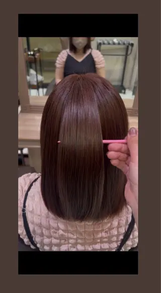 セミロング 韓国 ブリーチ無し Wカラー💗夢果💗のヘアスタイル