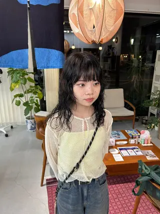 ミディアム カラー パーマ 藤原 あかりのヘアスタイル
