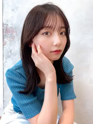 セミロング カラー 顔周り/くびれヘア 韓国ヘア💕風間るなのヘアスタイル
