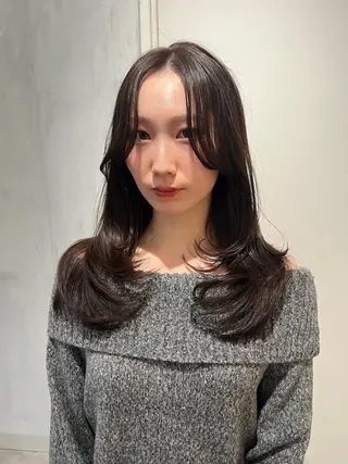 セミロング 韓国レイヤーカット/ 縮毛矯正/羽田航のヘアスタイル