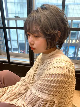 ショート カラー パーマ ヘアアレンジ 顔周りカット・相談 レイヤーも◎しずくのヘアスタイル