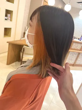 カラー レイヤー/くびれ/ 縮毛/チェレ金剛のヘアスタイル