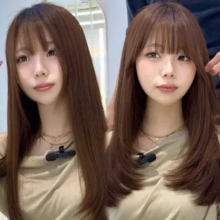 セミロング カラー 似合わせレイヤー/ 透明感カラーのヘアスタイル