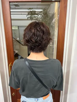 ショート パーマ 透明感カラー/顔周り カット/ののか💞のヘアスタイル