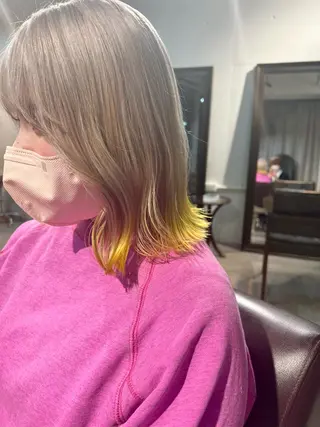 ミディアム カラー ヘアアレンジ ネイル 🌈インナーカラー ‘ショウマ’🌈のヘアスタイル