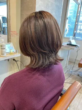 ミディアム カラー 小顔/似合わせカット 杉山莉菜のヘアスタイル