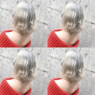 ミディアム カラー ヘアアレンジ TAKUMAブリーチ /切りっぱなし🪽のヘアスタイル