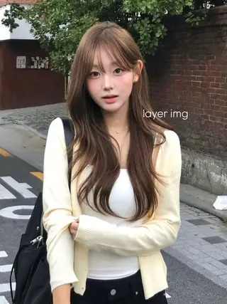 ロング カラー ヘアアレンジ ブリーチなし🤍透明 感カラーtakutoのヘアスタイル