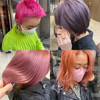 ミディアム カラー パーマ ヘアアレンジ メンズ キッズ ネイル mana 暖色カラーカットのヘアスタイル