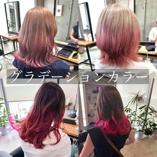 ミディアム カラー ✨髪質改善/ハイトー ン/艶髪高山のヘアスタイル