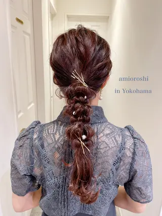 セミロング ヘアアレンジ シールエクステ横浜 🐏☁️miminaのヘアスタイル