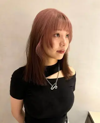 セミロング カラー ヘアアレンジ 縮毛矯正履歴からの ブリーチ /mamiのヘアスタイル