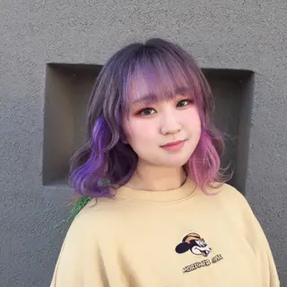 ミディアム maco 艶感ハイトーン🦋のヘアスタイル