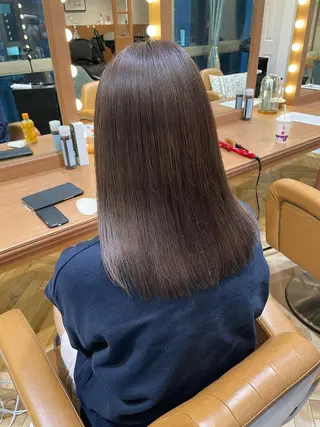 セミロング 縮毛矯正 髪質改善 韓国風レイヤー 吉田のヘアスタイル