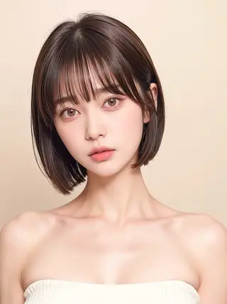 ミディアム カラー 艶感/韓国風 🤍moeka🤍のヘアスタイル