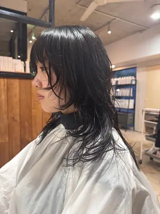 ミディアム ハイトーン/パーマ 大名 sakiのヘアスタイル