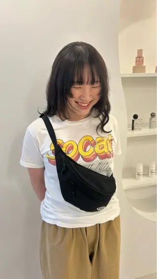 ミディアム カラー パーマ 福田 涼香のヘアスタイル