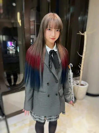 セミロング カラー 💖艶ハイトーン髪質 改善💖ケンシンのヘアスタイル