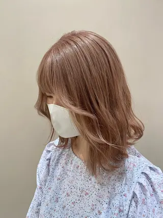 ミディアム カラー ベージュ/アレンジ /横浜/杉本千夏のヘアスタイル