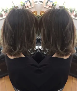 ミディアム カラー パーマ 三輪 太一のヘアスタイル