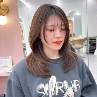 セミロング カラー 縮毛矯正/ストンボブ Wカラー💎ヒデジのヘアスタイル
