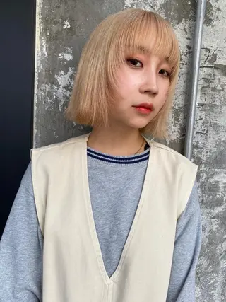 ミディアム カラー Pia ツボイ ケイタのヘアスタイル