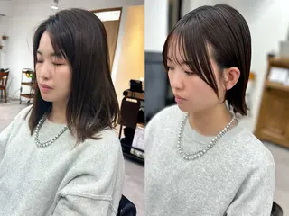 ミディアム カラー パーマ ヘアアレンジ メンズ キッズ 骨格レイヤーカット 🌿美髪縮毛矯正のヘアスタイル