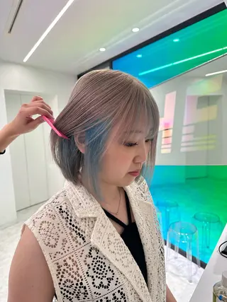 セミロング カラー ❄最強かわいいカラー ❄️MINA❄️のヘアスタイル