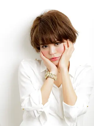 カラー ショート 大人ボブ透明感カラー 岡崎武のヘアスタイル