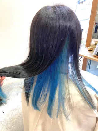 ロング 酸性ストレート/ブリ ーチなしWカラー河本のヘアスタイル