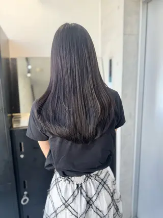 ロング カラー パーマ ヘアアレンジ 透明感/オリーブ/ グレージュ/YUKAのヘアスタイル