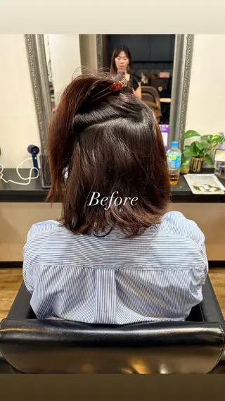 ミディアム きむえり/髪質改善 /うねり広がり改善のヘアスタイル
