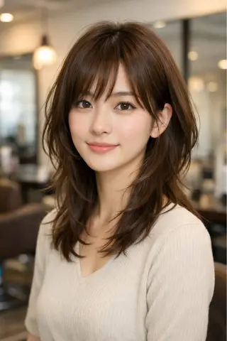 セミロング カラー パーマ ヘアアレンジ メンズ キッズ 🦋韓国レイヤー｜ 透明感グレージュ🦋のヘアスタイル