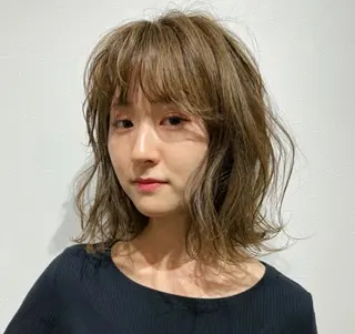 ミディアム カラー 酸性ストレート/ブリ ーチなしWカラー河本のヘアスタイル