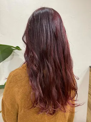 ロング カラー ヘアアレンジ 暗髪カラー🫐パーマ おくだりんかのヘアスタイル