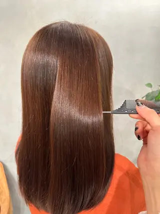 セミロング カラー 銀座レイヤーカット ×シースルー前髪のヘアスタイル