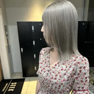 カラー ミディアム ♡韓国ヘア♡ ブリーチ✨ハイトーンのヘアスタイル