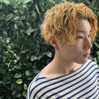ミディアム パーマ メンズ 江藤 星史のヘアスタイル