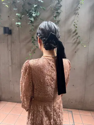 セミロング ヘアアレンジ 🎗️【ヘアセット 美眉】吉川玲🎗️のヘアスタイル
