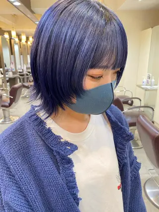 ミディアム カラー パーマ ヘアアレンジ メンズ キッズ ネイル mana 暖色カラーカットのヘアスタイル