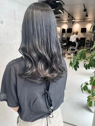 セミロング カラー 透明感/オリーブ/ グレージュ/YUKAのヘアスタイル