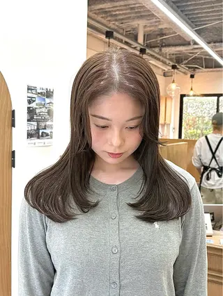 ミディアム カラー ヘアアレンジ ハル🌸柔色/ ブリーチなし/艶髪のヘアスタイル