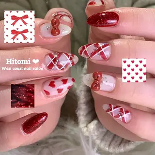 ネイル リボン、ガーリー パーツ放題専門店のネイルデザイン