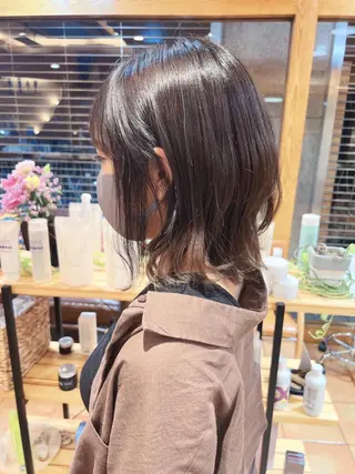 ミディアム カラー パーマ ヘアアレンジ メンズ キッズ 松岡彩華 ボブ /グレージュのヘアスタイル