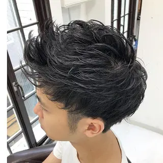 ショート カラー パーマ ヘアアレンジ メンズ キッズ ネイル マツエク・マツパ M字・前髪割れ 改善メンズ特化/栢沼のヘアスタイル